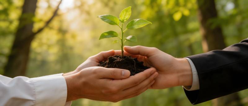 双手传递希望之苗图片