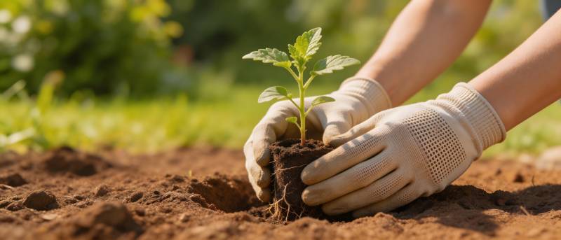 双手栽苗 希望入土图片