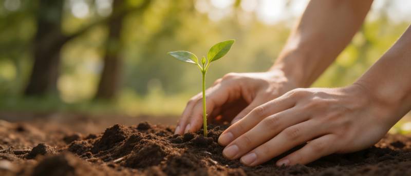 双手护苗 希望萌芽图片