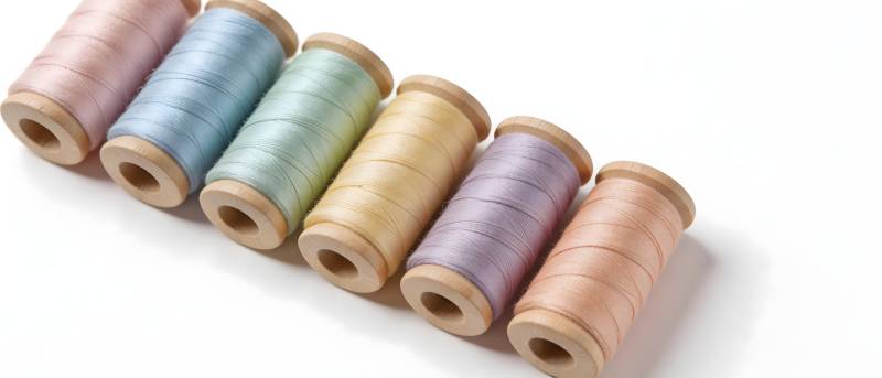 彩色线轴整齐排列图片