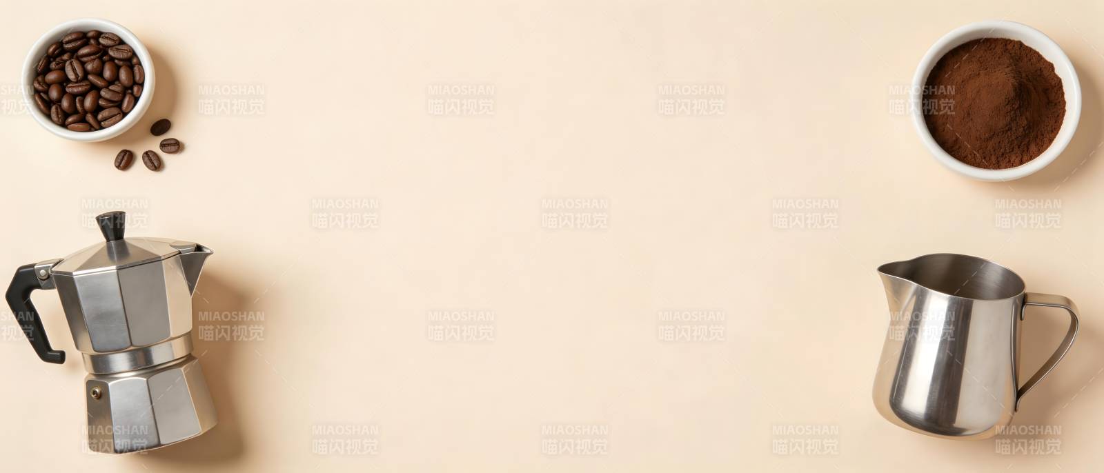 咖啡器具与原料静物图图片