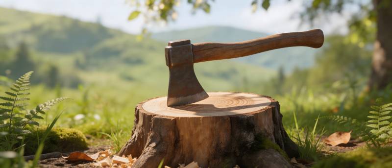 斧劈树桩 山野静谧景图片