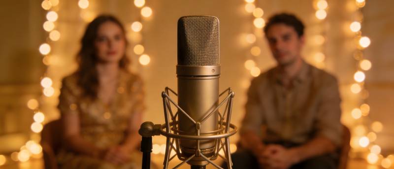 暖光下的录音时刻图片