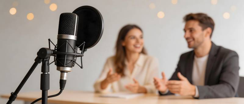 播客录制中 两人畅聊正欢图片