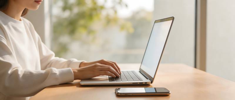 窗边办公 手敲键盘静时光图片