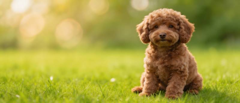 草坪上的棕色小狗图片