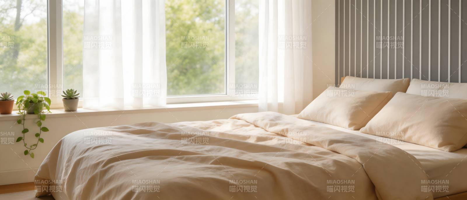 晨光洒落 温馨卧室静好图片