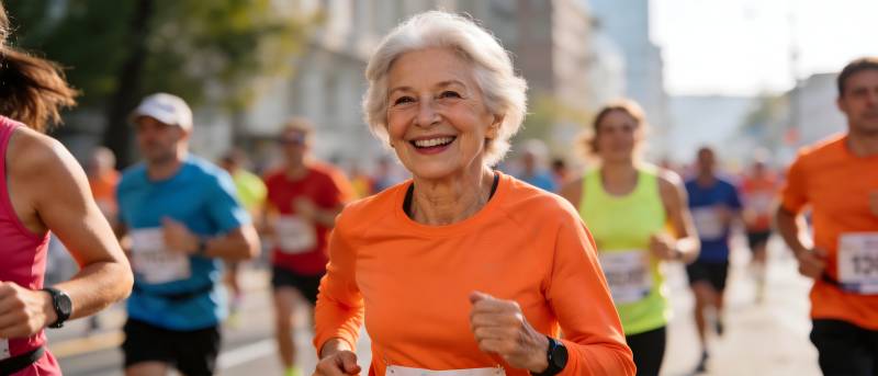 银发跑者笑迎马拉松图片