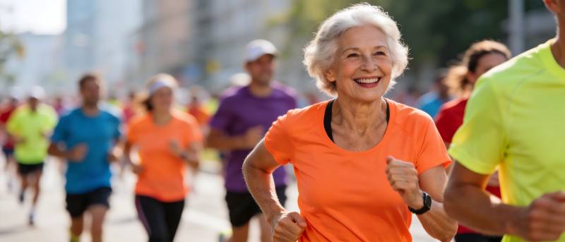 银发跑者笑迎马拉松图片