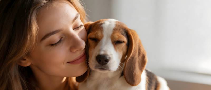 人狗依偎 温情满满图片