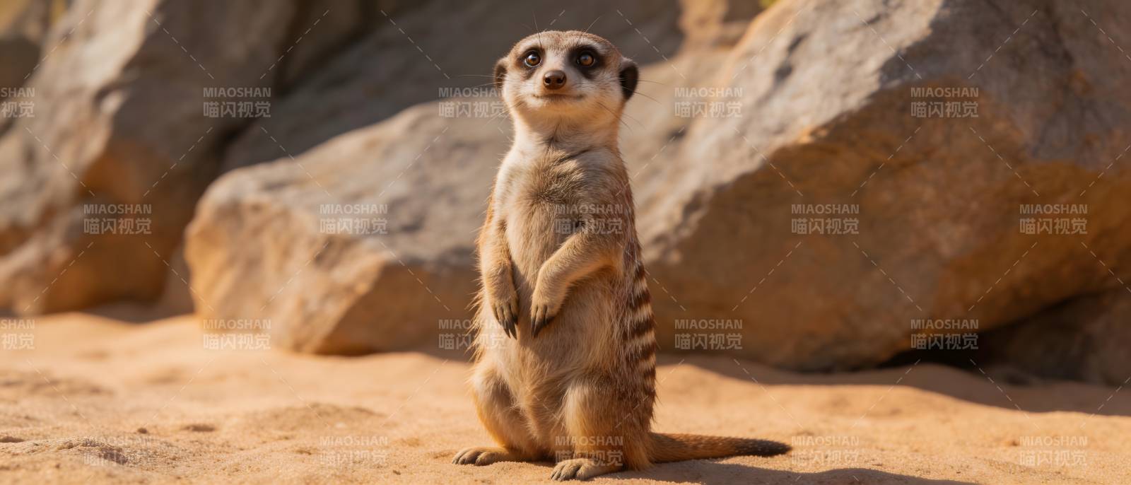 狐獴站立望远方图片