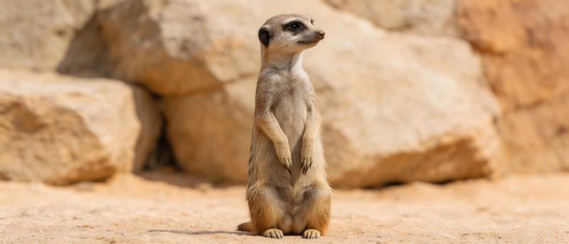 狐獴站立望远方图片