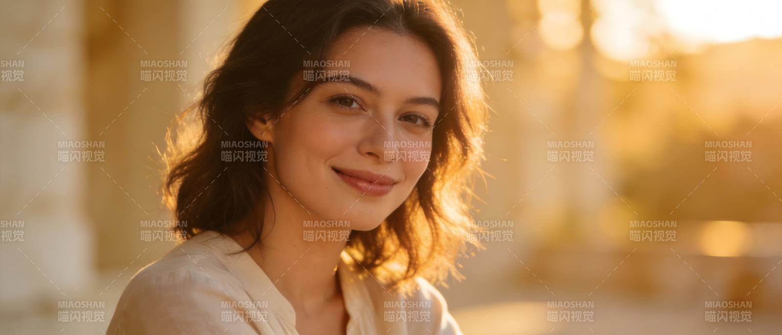 暖阳下的温柔微笑图片