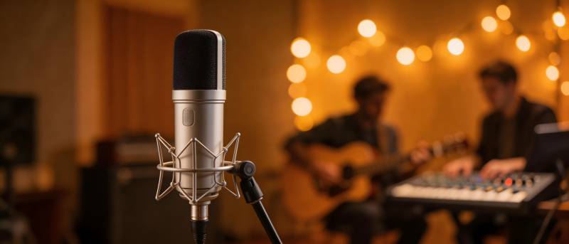 录音棚里的音乐创作时光图片