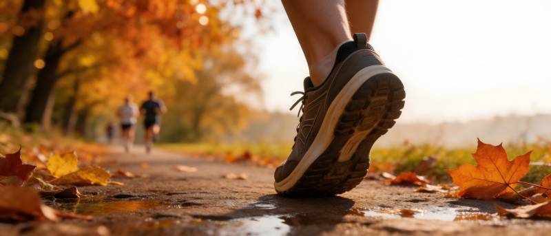 秋日慢跑 落叶铺径图片