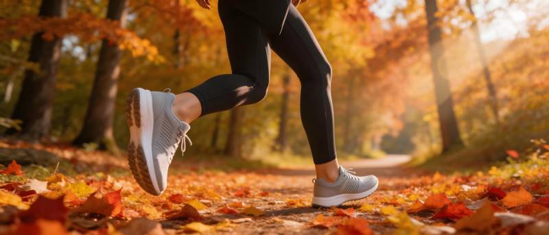 秋日林间奔跑图片