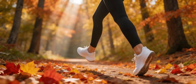 秋日林间慢跑图片