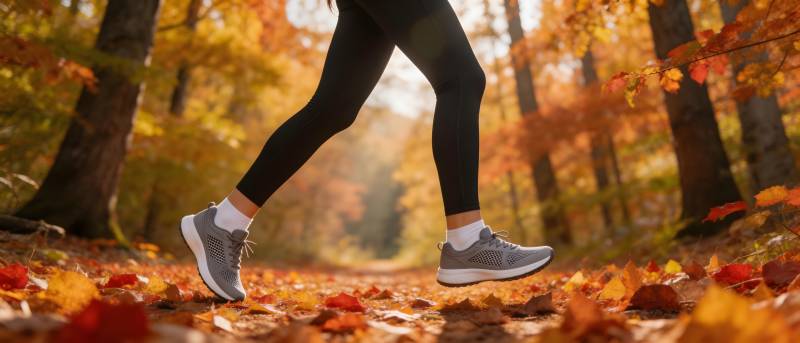 秋日林间慢跑图片