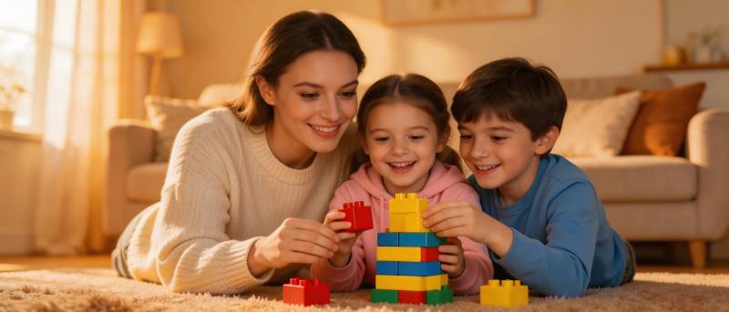 温馨亲子时光 积木乐趣共享图片