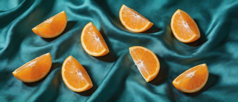 橙片铺绿绸 鲜亮诱人图片