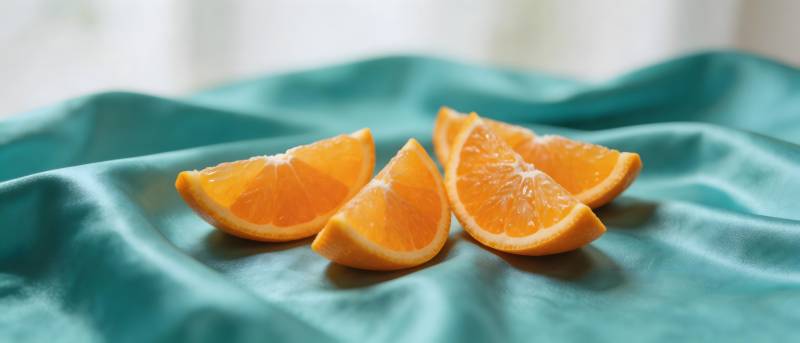 橙片静卧青绸上图片