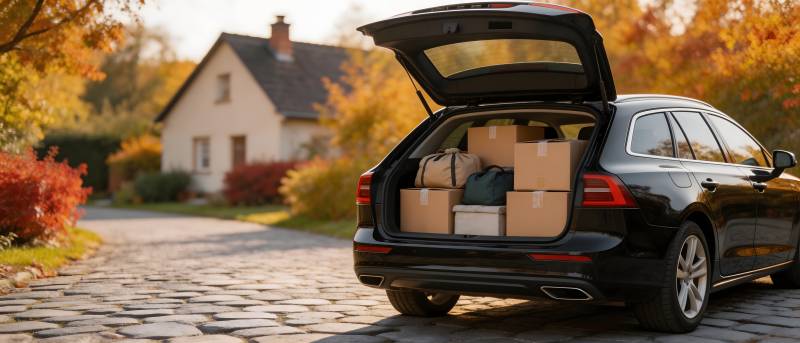 秋日搬家 后备箱满载温馨图片