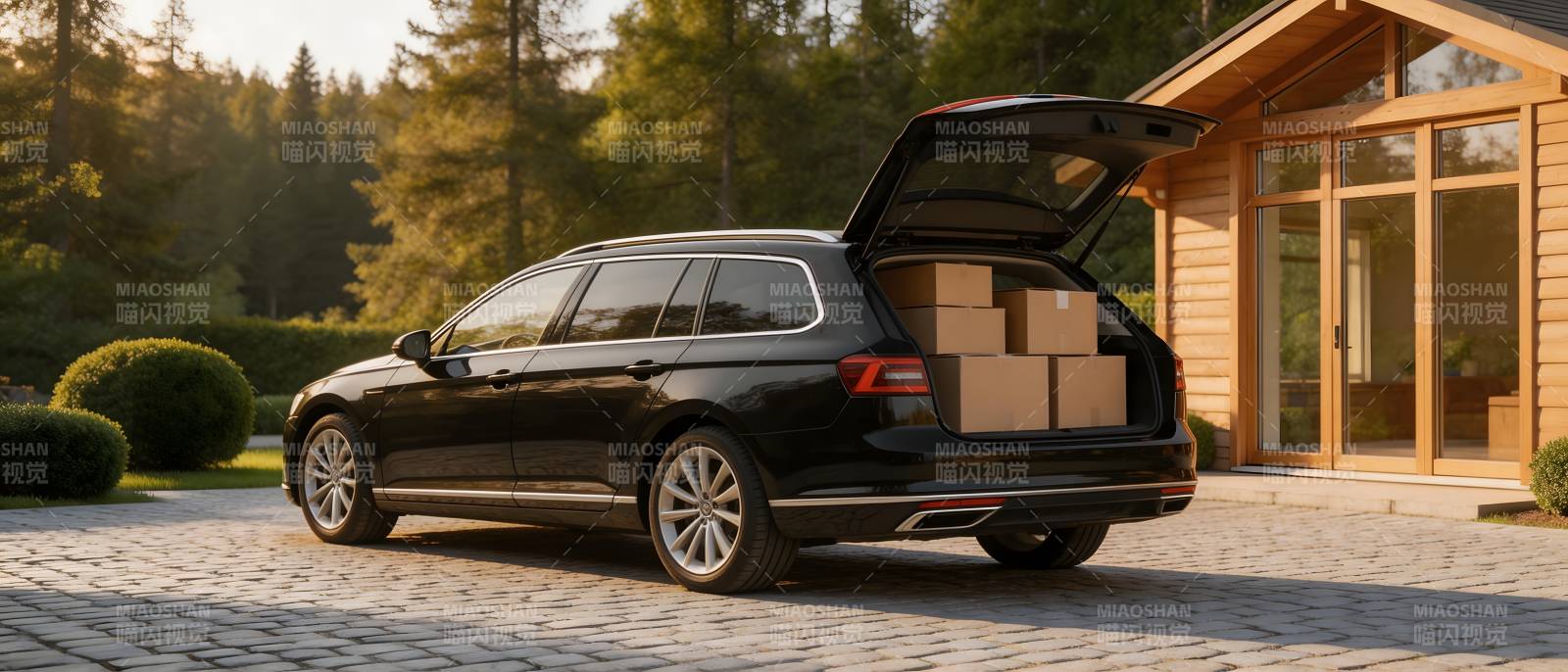 黑车开箱 木屋旁装货图片