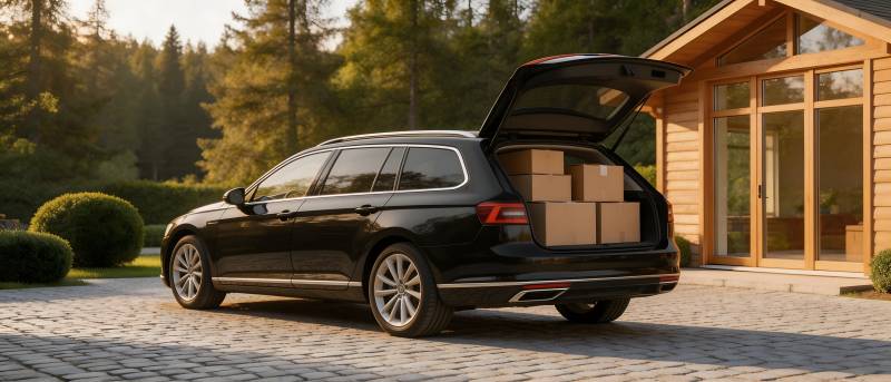 黑车开箱 木屋旁装货图片