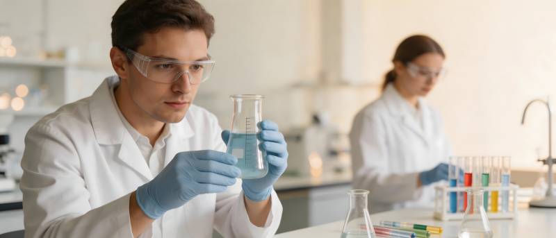 实验室青年科学家专注实验图片