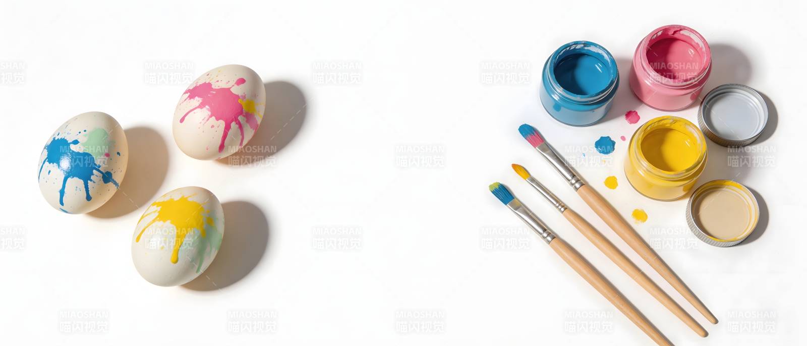 彩蛋彩绘 颜料与画笔相伴图片