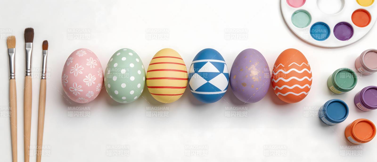 彩蛋绘画工具与成品展示图片