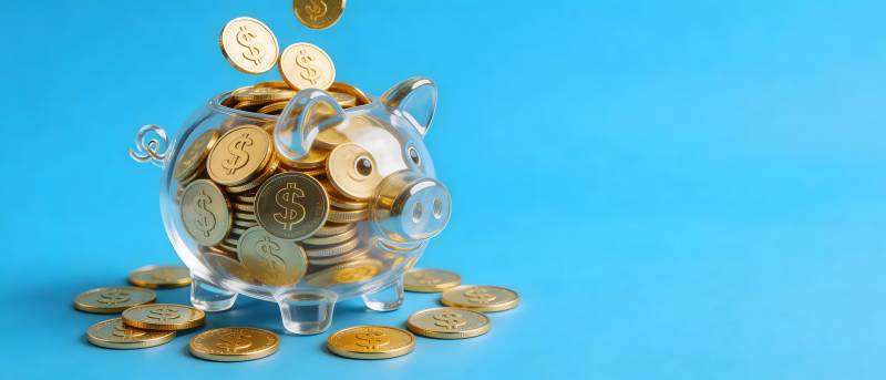 存钱罐里金币满满图片