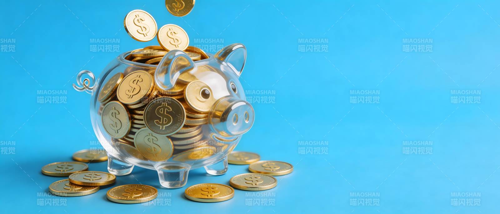 存钱罐里金币满满图片