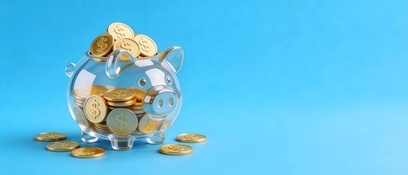 存钱罐里金币满满图片