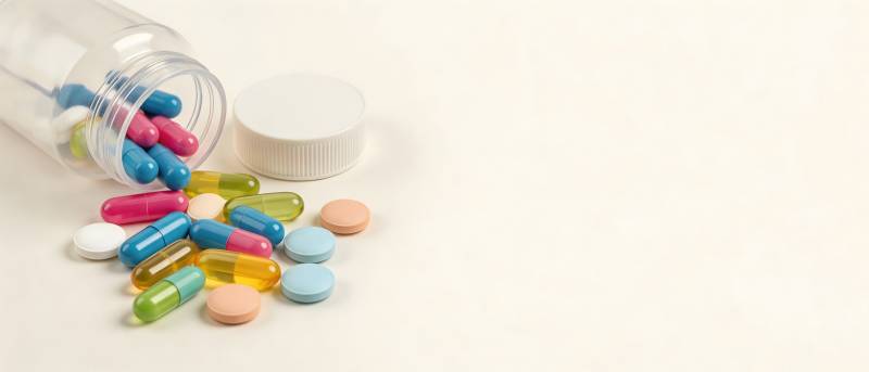 药瓶倾倒 彩药散落图片