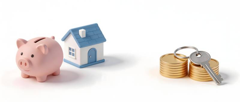 买房储蓄与钥匙象征图片