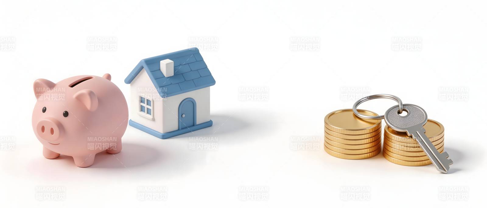 买房储蓄与钥匙象征图片