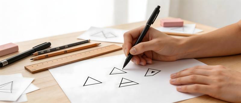 手绘三角形设计草图图片