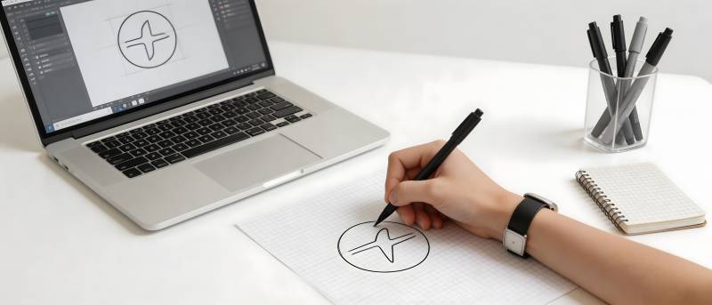 手绘logo设计进行中图片