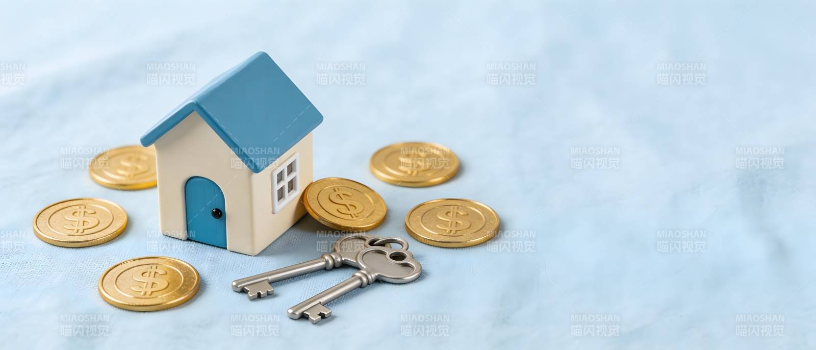 买房钥匙与金币象征财富图片