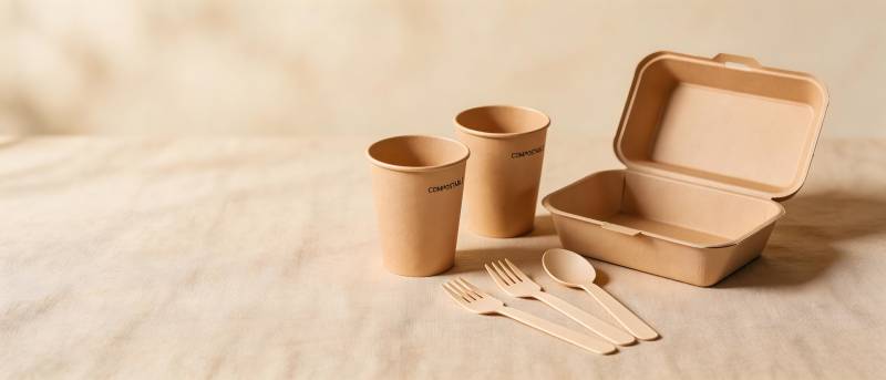 环保纸餐盒与杯具套装图片