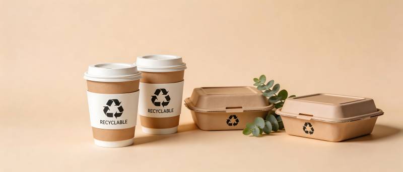 环保餐盒与咖啡杯套装图片