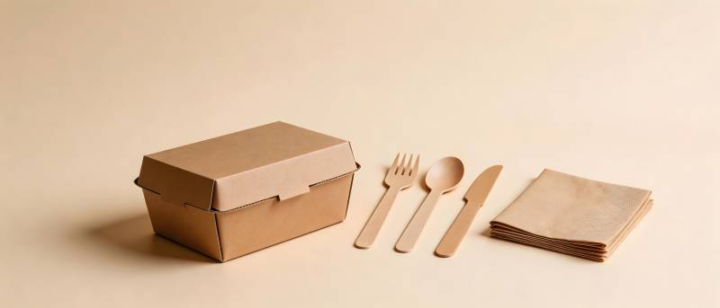 环保纸餐盒配餐具套装图片