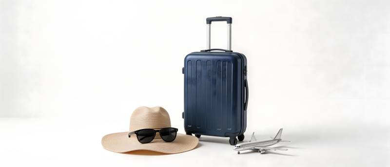 旅行箱与草帽墨镜小飞机图片