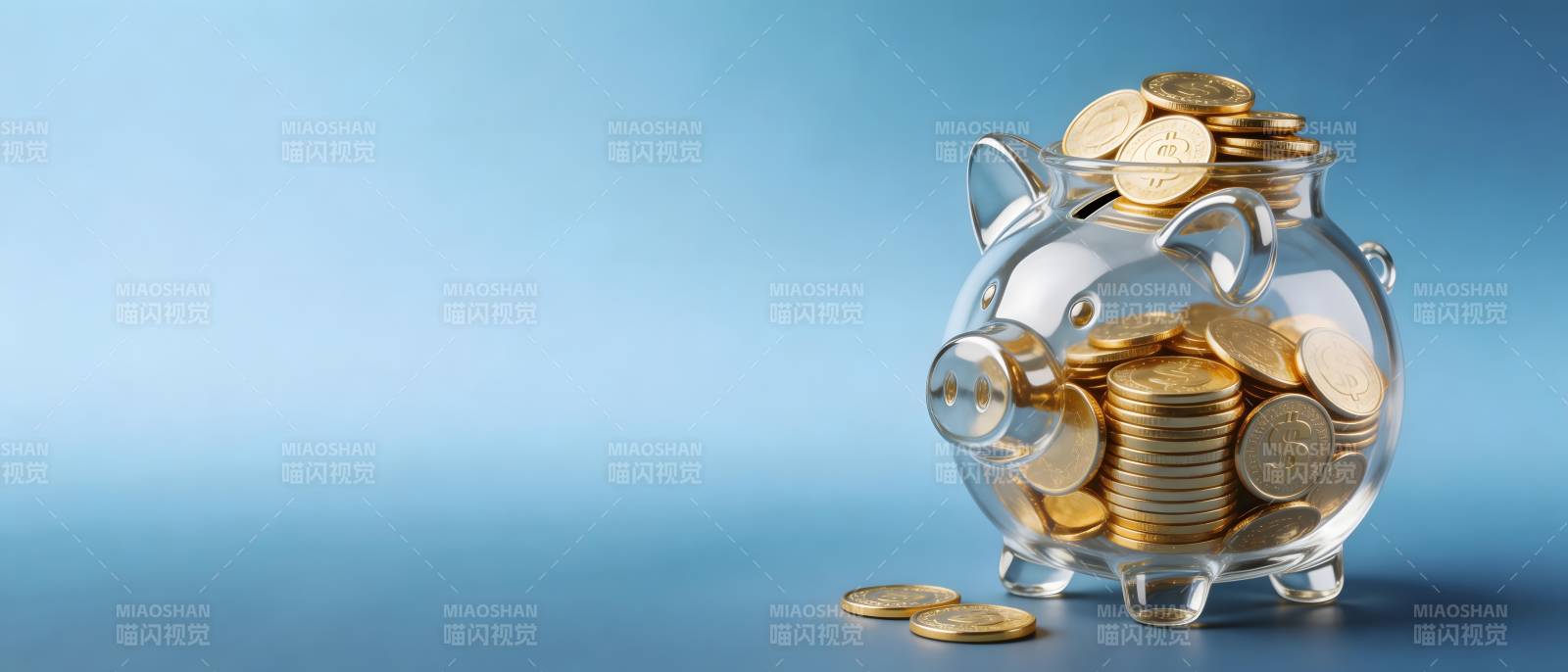透明猪存钱罐装满金币图片