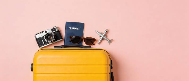 旅行必备 相机护照墨镜小飞机图片