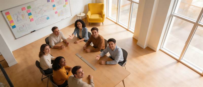 团队围桌讨论 协作共创未来图片