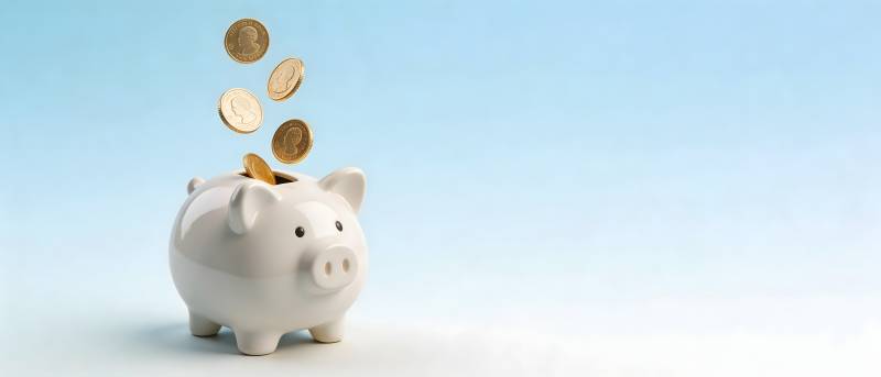 存钱罐接金币 储蓄致富图片