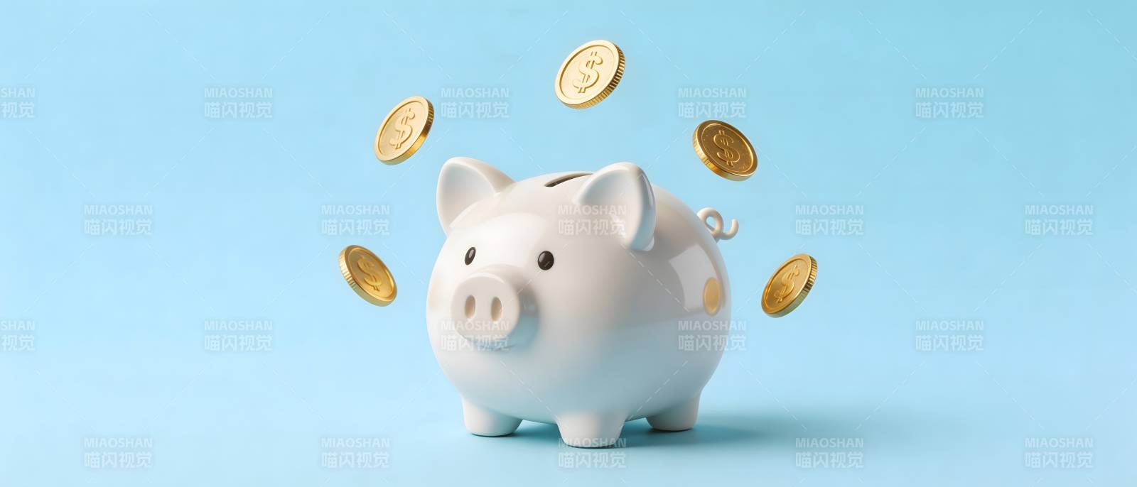 存钱罐与金币飞舞图片