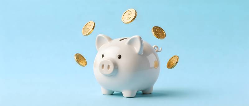 存钱罐与金币飞舞图片